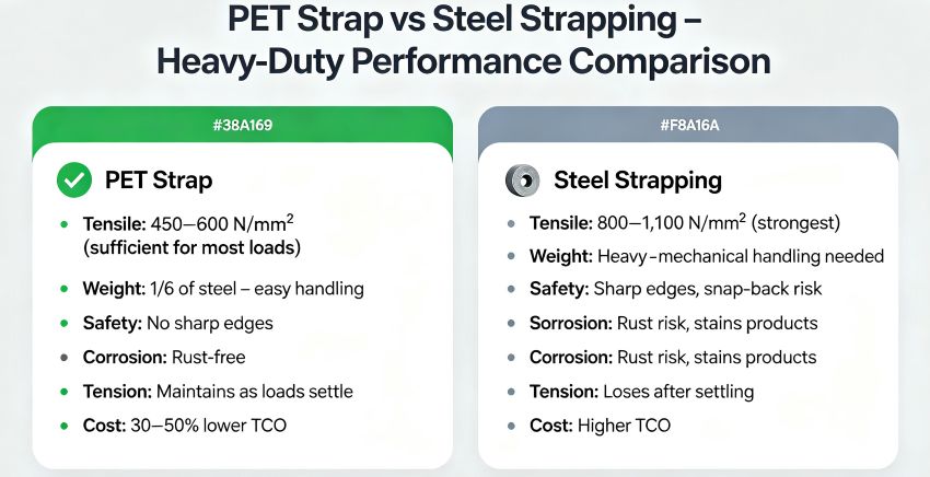 PET Strap vs Steel Strapping – Heavy-Duty Performance Comparison