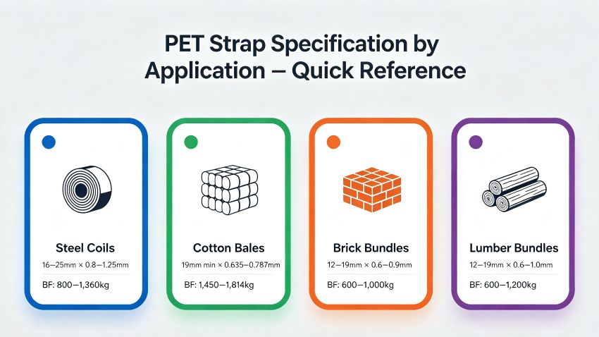 PET Strap Specification by Application – Quick Reference