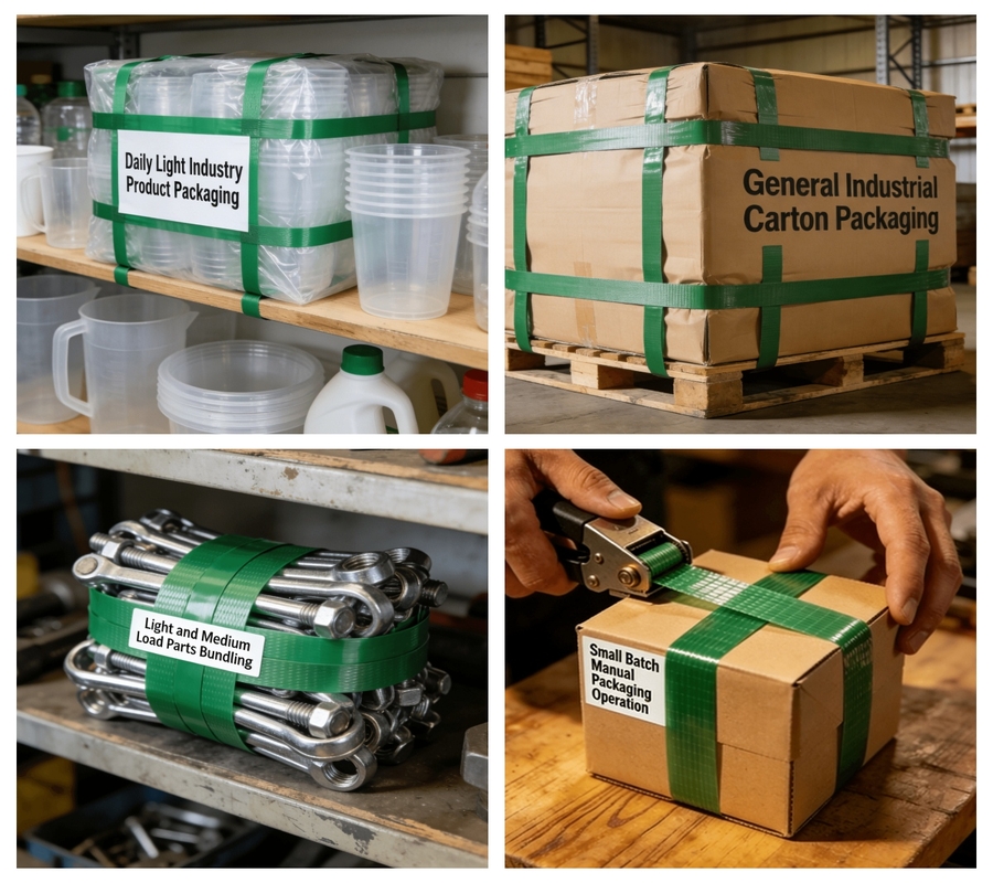 PET packaging strap application